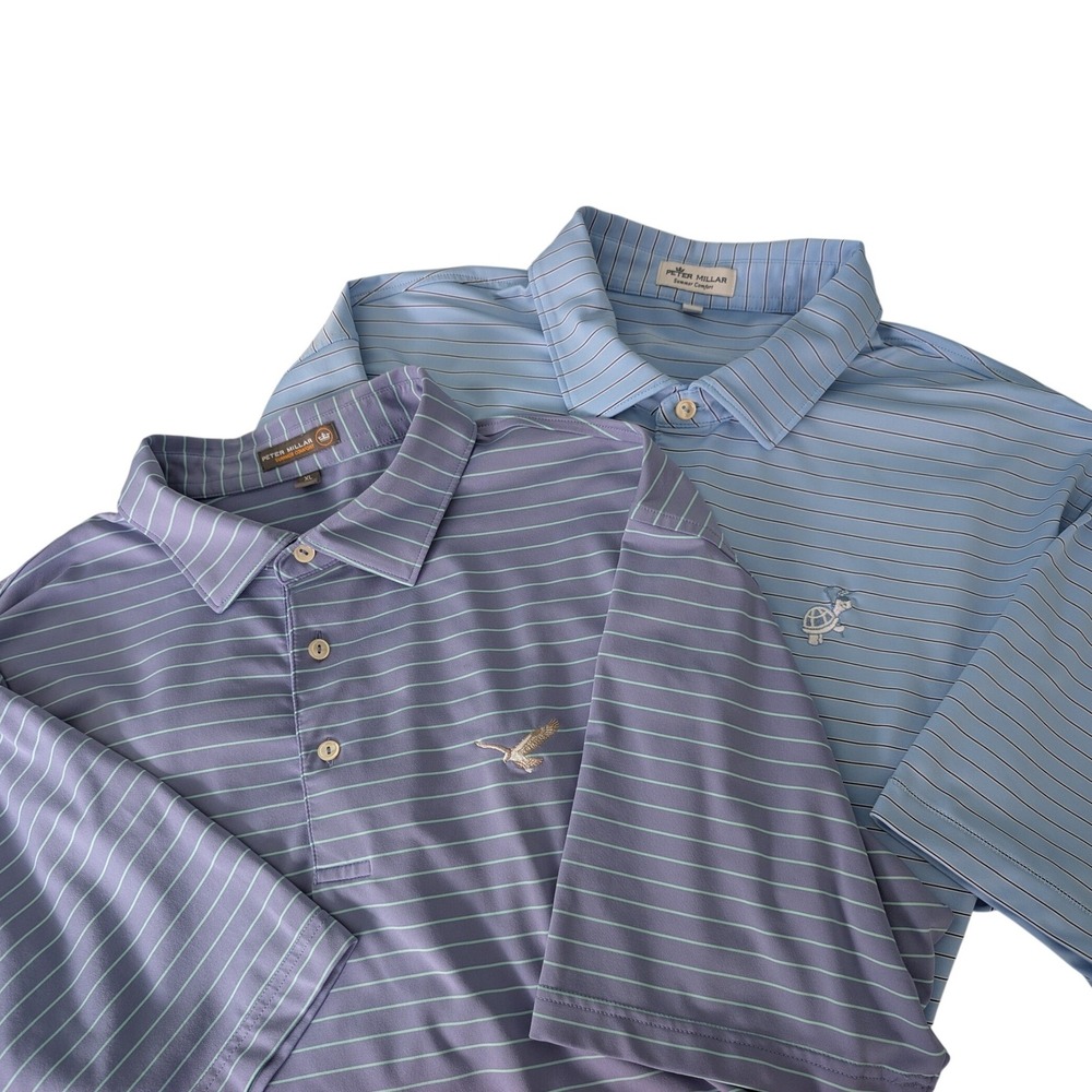 Peter Millar Summer Comfort Mens XL Polo Shirt Lot 2 Stripe Golf Performance